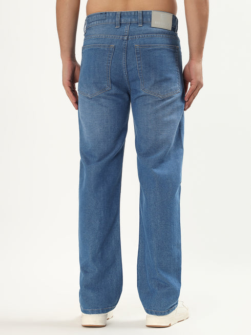 Red Boffin Men’s High Rise Non Stretchable Straight Fit Jeans - Blue