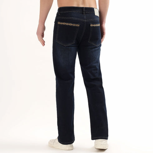 Red Boffin Men's Relaxed Fit Mid Rise Denim Jeans Blue
