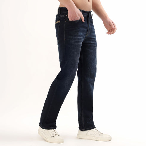Red Boffin Men's Relaxed Fit Mid Rise Denim Jeans Blue