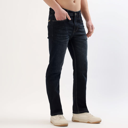 Red Boffin Men's Relaxed Fit Mid Rise Denim Jeans Black
