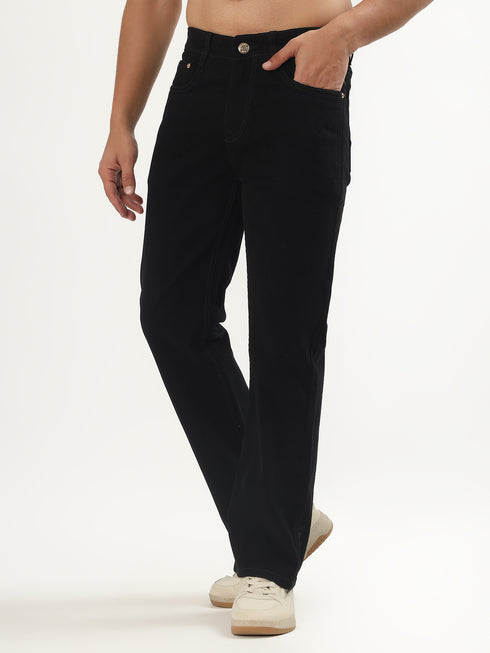 Red Boffin Men’s Straight Fit High Rise Stretchable Black Jeans for Men