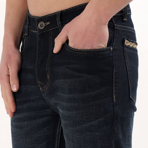 Red Boffin Men's Relaxed Fit Mid Rise Denim Jeans Black