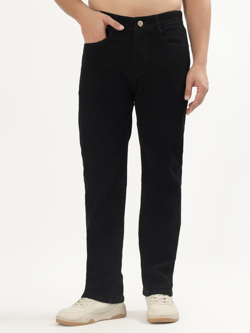 Red Boffin Men’s Relaxed Fit Mid Rise Stretchable Black Jeans for Men