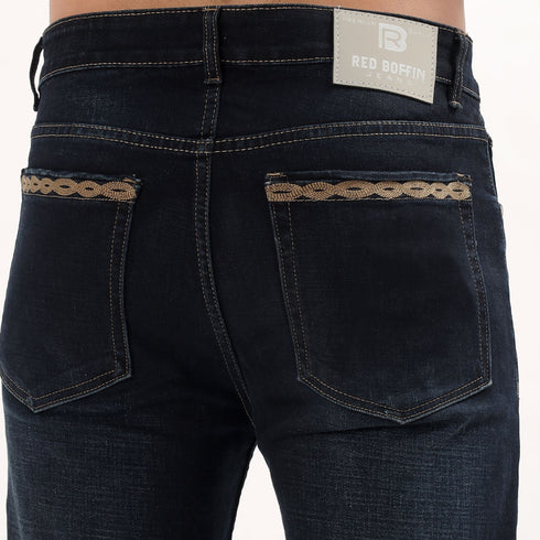 Red Boffin Men's Relaxed Fit Mid Rise Denim Jeans Black
