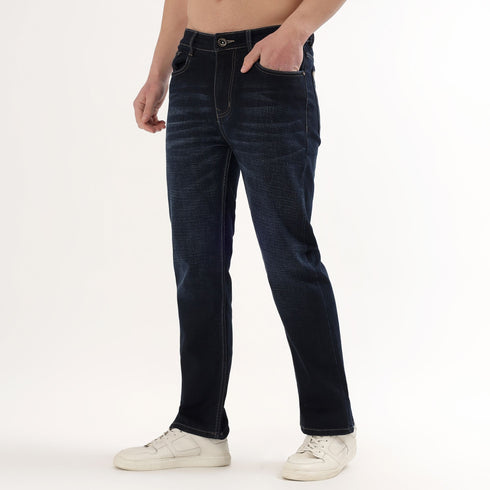 Red Boffin Men's Relaxed Fit Mid Rise Denim Jeans Blue