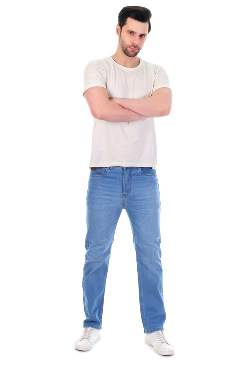Red Boffin Mens Relaxed Fit Cotton Jeans with Stretch