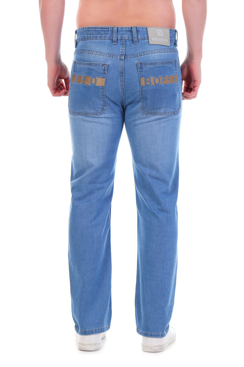 Red Boffin Mens Relaxed Fit Cotton Jeans with Stretch