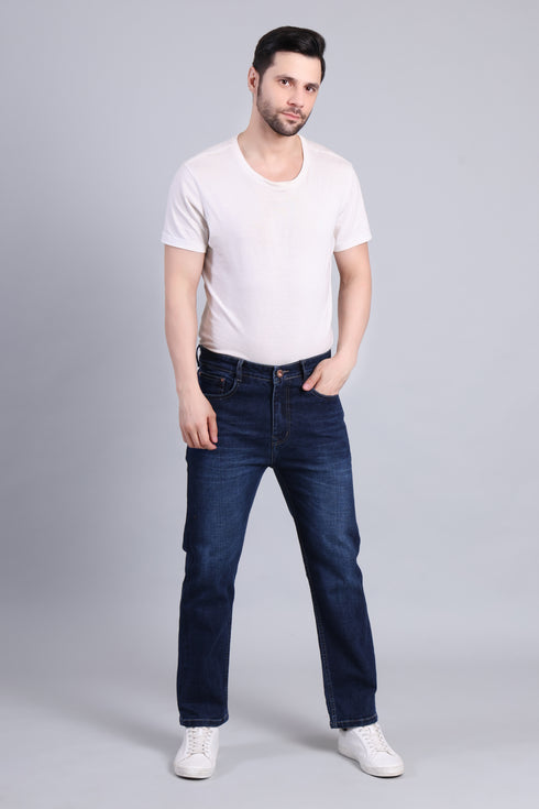 Red Boffin Men's Relaxed Fit Cotton Dark Blue Jeans
