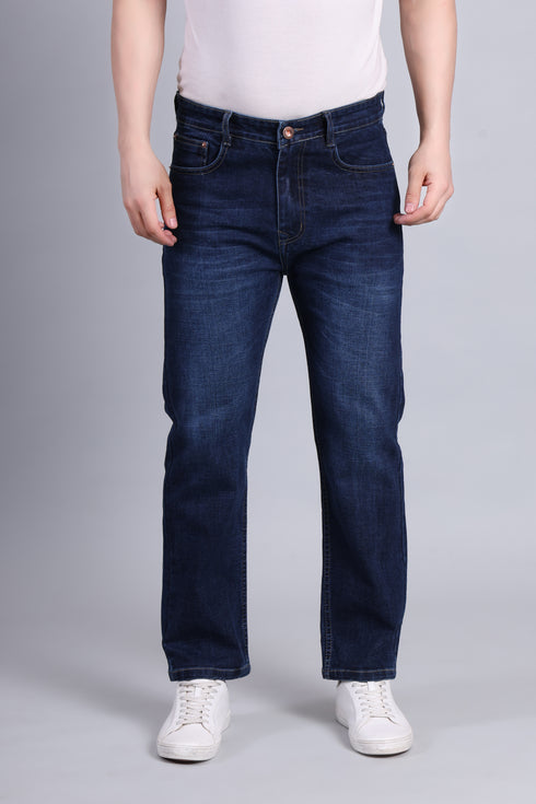 Red Boffin Men's Relaxed Fit Cotton Dark Blue Jeans