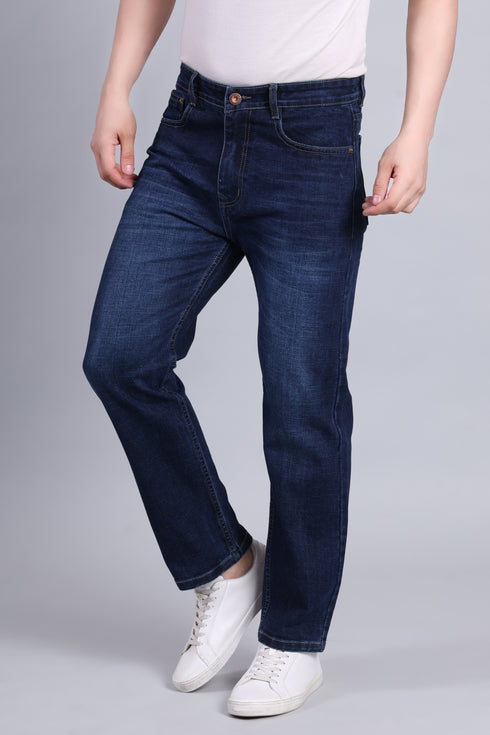 Red Boffin Men's Relaxed Fit Cotton Dark Blue Jeans