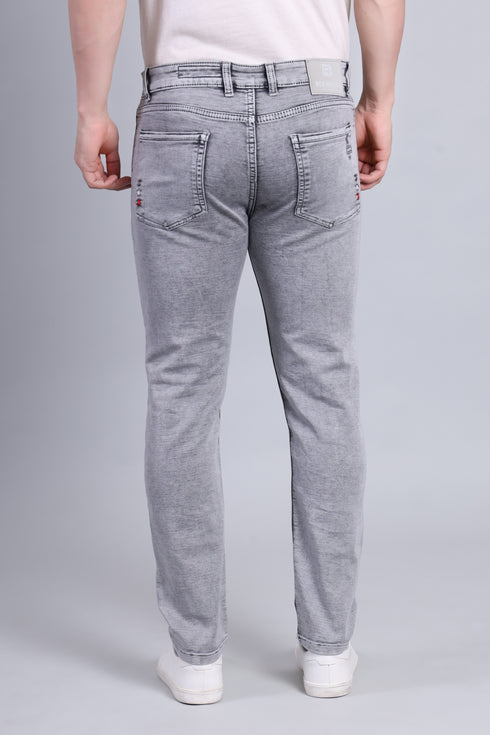 Red Boffin Men's Regular Smart Lycra Fit Light Grey Jeans