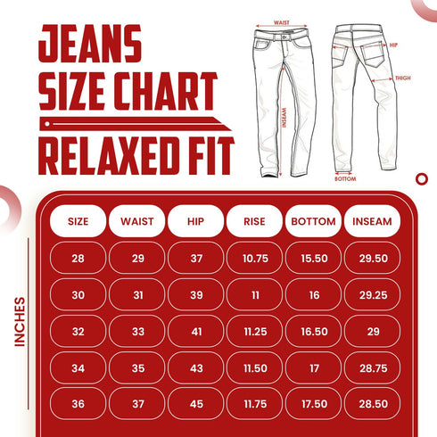 Red Boffin Mens Relaxed Fit Cotton Jeans with Stretch