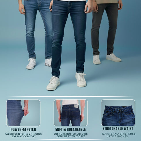 Red Boffin Men’s Straight Fit High Rise Stretchable Black Jeans for Men